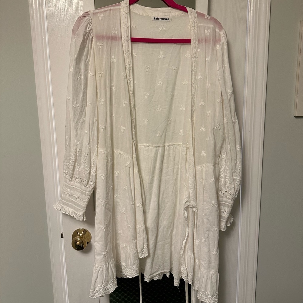 White Reformation Mini Long Sleeve Wrap Dress Size 8